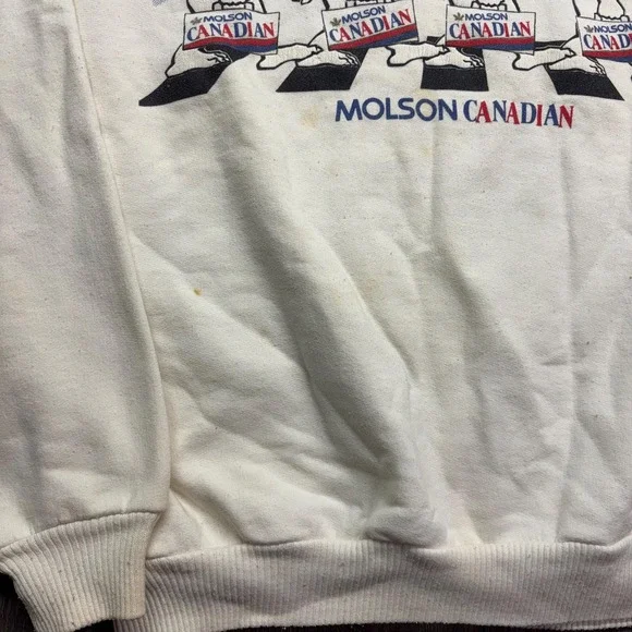 Vintage Molson Canadian Beer 1990s Sweatshirt Large White Beer Canada Bear - Picture 3 of 11